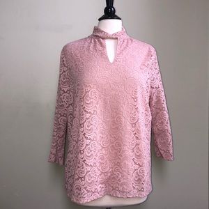 NWT Rose + Olive Lace Keyhole Top